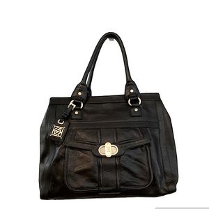 Anne Klein Large Genuine Leather Purse Tote Bag Black